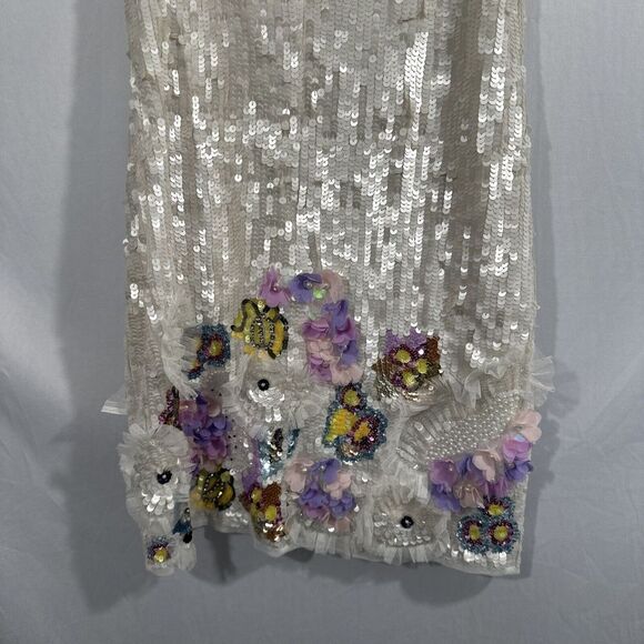 NEW Mac Duggal [ 4 ] Sequined Mixed Media Floral Embellished Mini Dress‎ S1068 - Picture 16 of 16